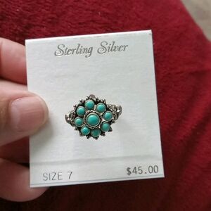 🩵GORGEOUS!/ TORQUOISE GEMSTONES FLOWER  RING💞
